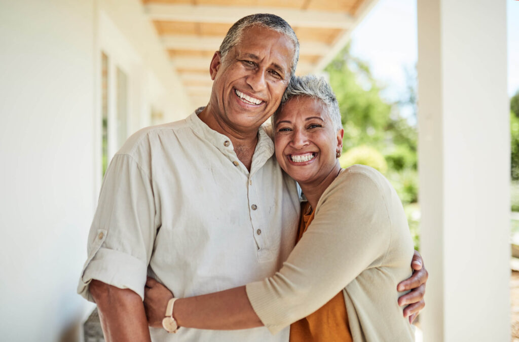 older couple hugging